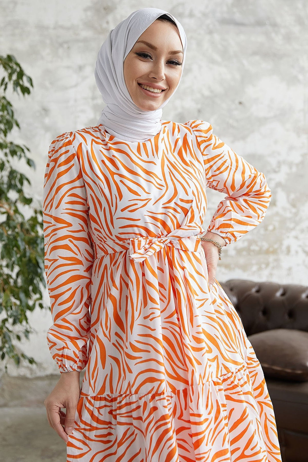 MDS Women Alessa Striped Pattern Dress - Orange - Overland Park