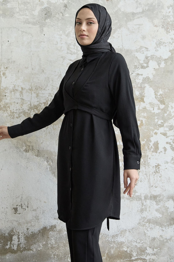 MDS Women Front Tie Two Piece Set - Black - Brühl