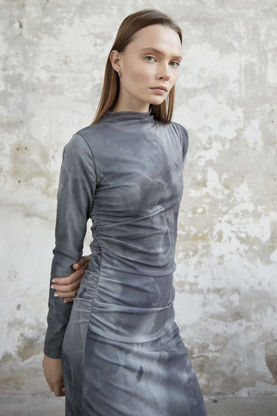 MDS Women Batik Pattern Tulle Dress - Gray - Cantù