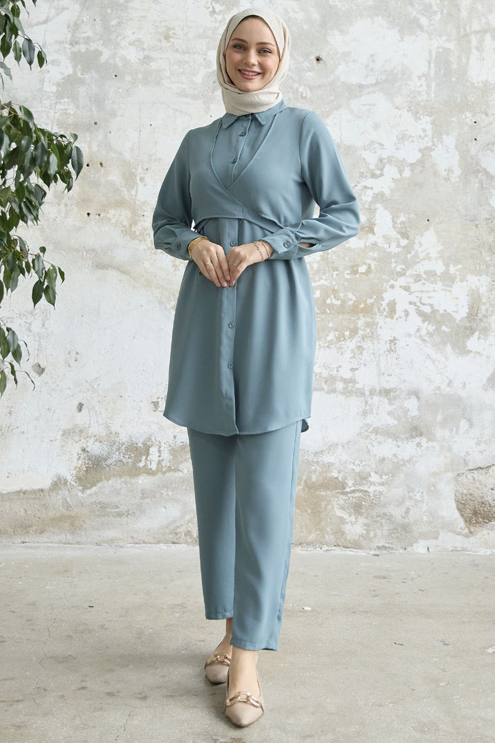 MDS Women Front Tie Two Piece Set - Mint - Haverstraw