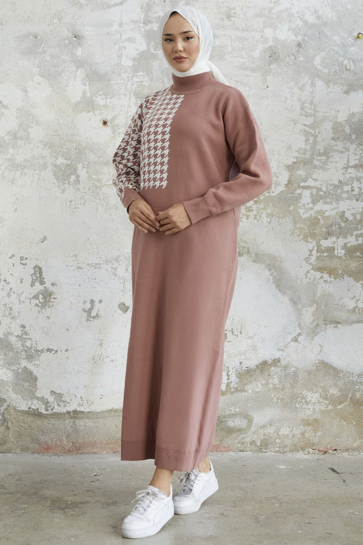 MDS Women Amelia Sleeve Chevron Patterned Knit Dress - Rose Pink - Niagara Falls