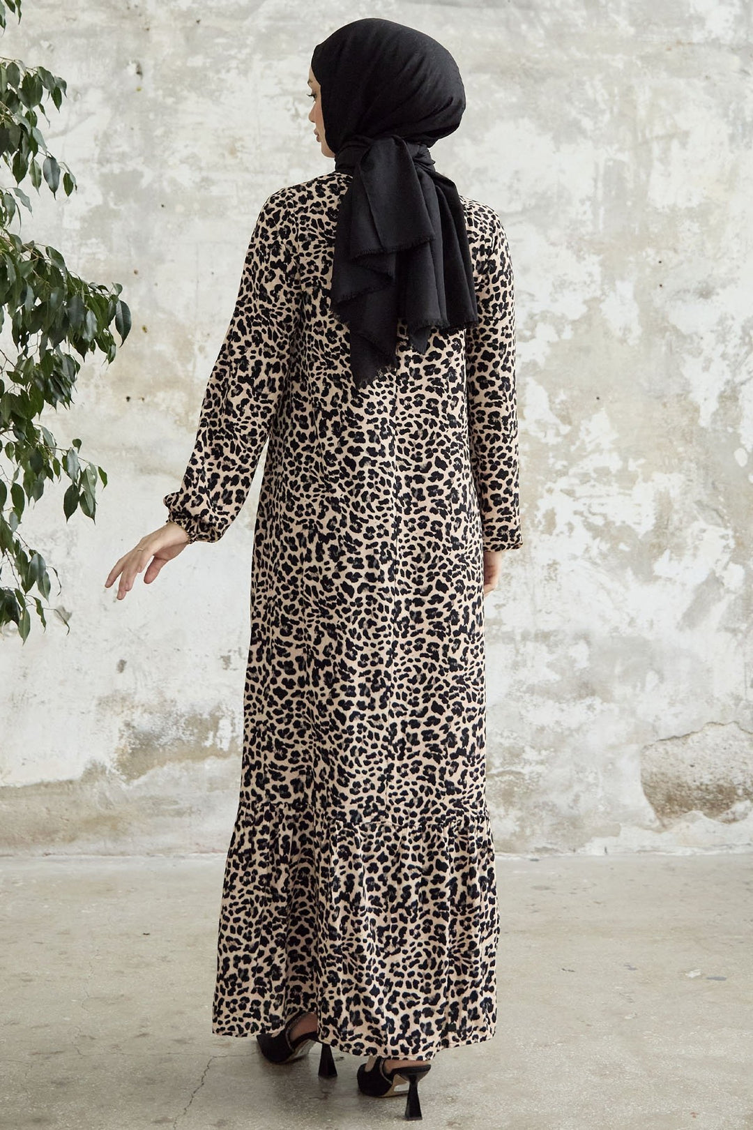MDS Women 2291 Patterned Viscose Loose Dress - Brown - Rijswijk