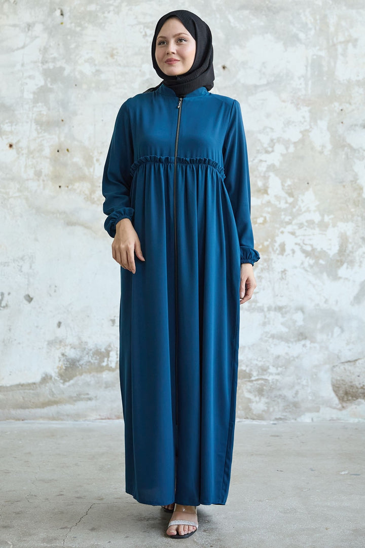 MDS Women Back Tassel Detail Ruched Indigo Abaya - Yorktown
