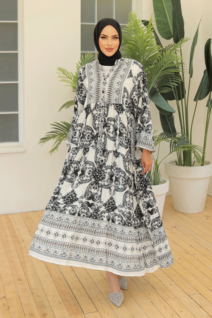 MDS Women Marbled Loose Black Viscose Dress - Nuevo Casas Grandes