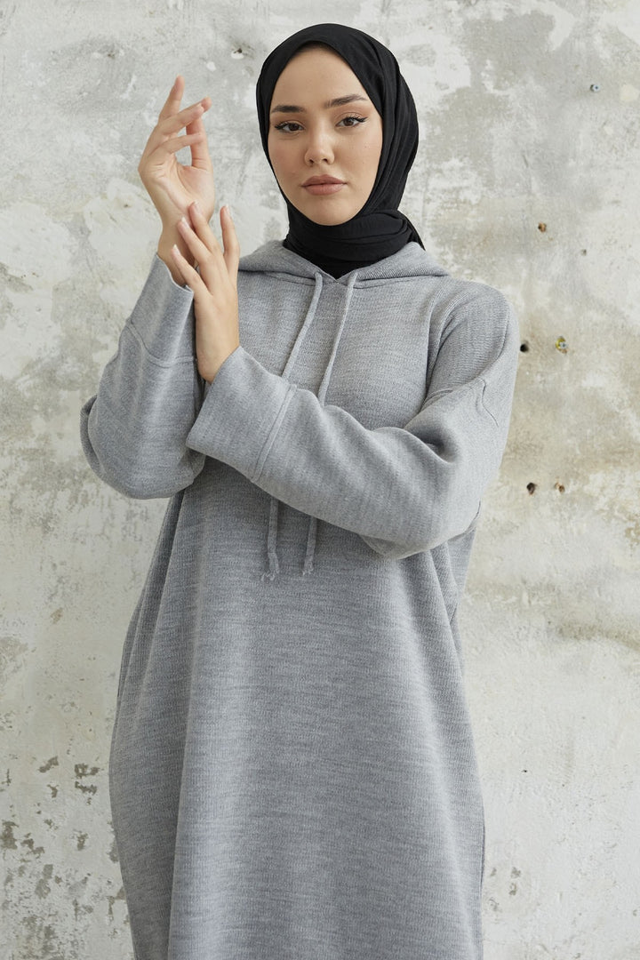 MDS Women Ivona Hooded Knit Dress - Gray - Le Cannet
