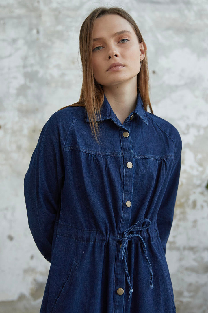 MDS Women Milva Robal Tunnel Belted Denim Jacket - Blue - Tuscaloosa