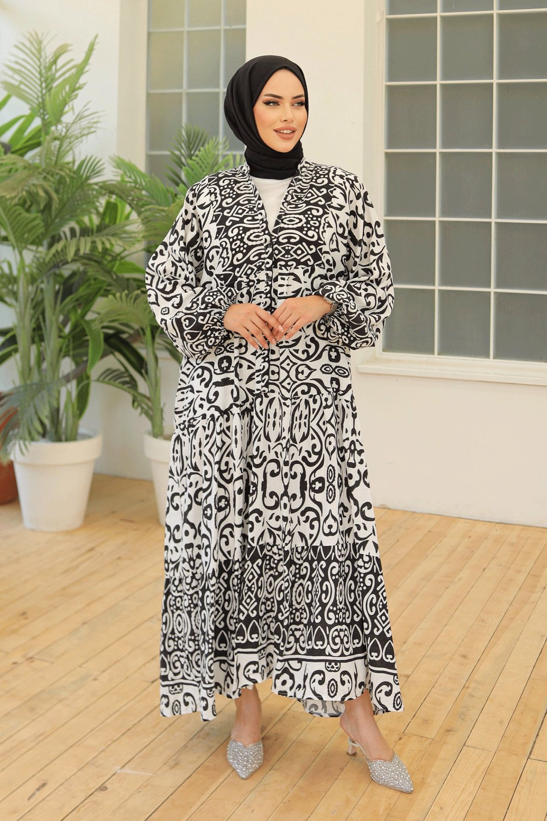 MDS Women Patterned Loose Ethnic Black Viscose Dress - Fort Smith