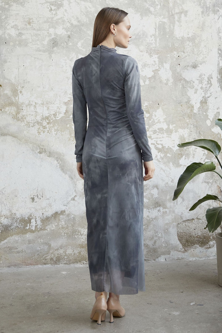 MDS Women Batik Pattern Tulle Dress - Gray - Cantù