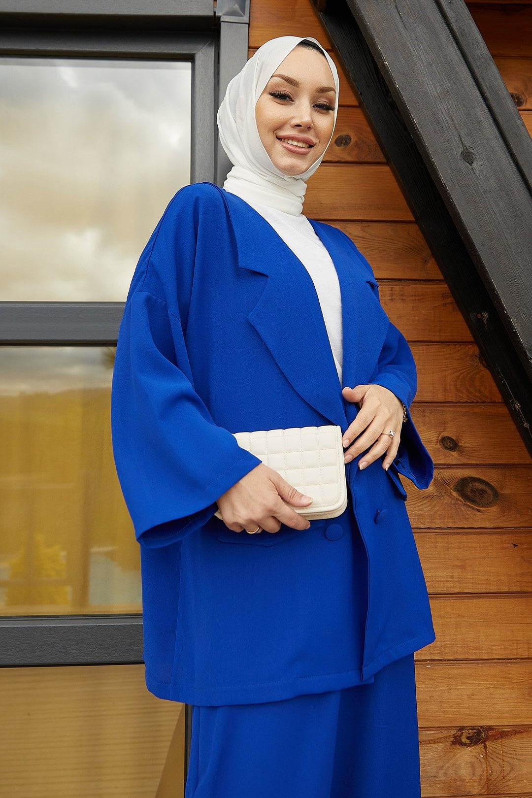 MDS Women Lika Jacket Oversized Suit - Sky Blue - Roubaix