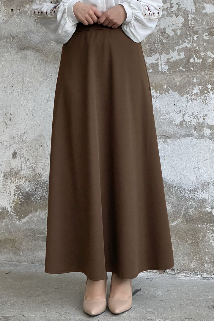 MDS Women Double Knit Fabric Skirt - Bitter Brown - Warendorf