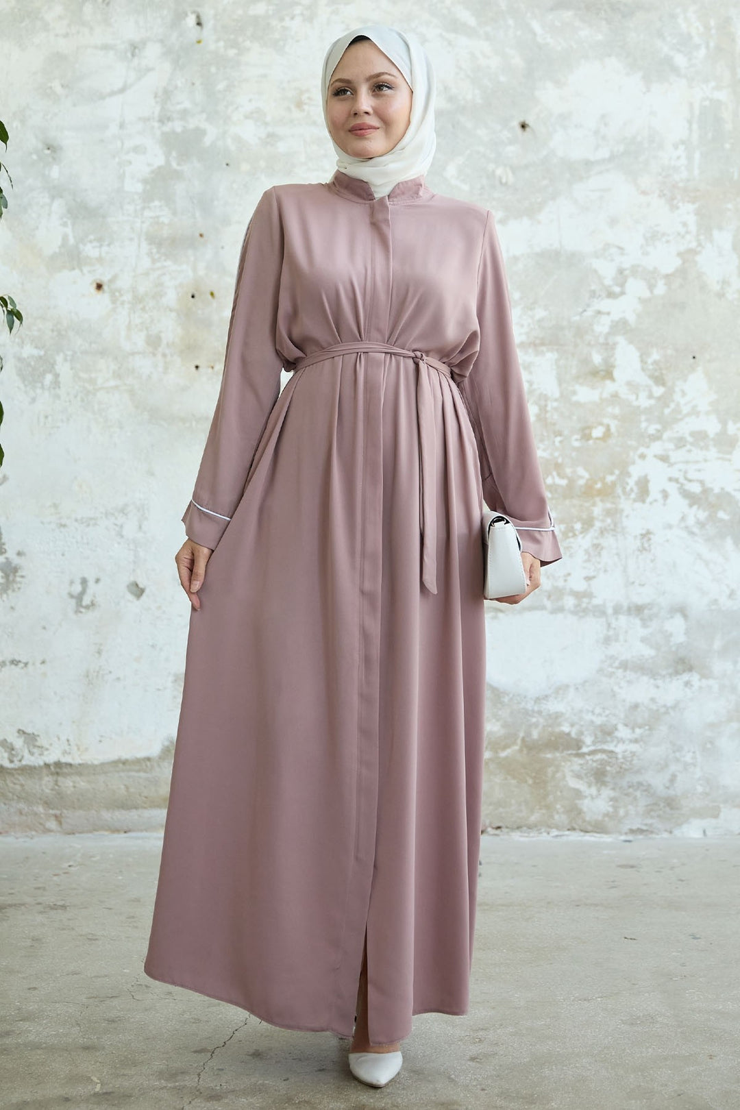 MDS Women Salvia Loose Sleeve Biye Patterned Powder Ferace - Lompoc