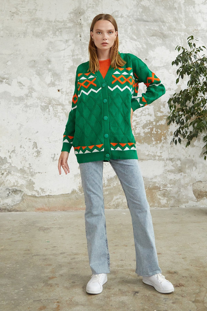 MDS Women Lady Knit Cardigan - Green - Panevėžys
