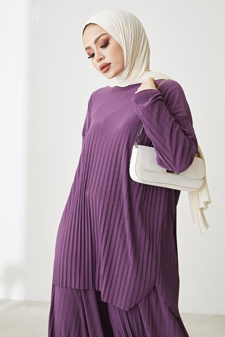 MDS Women Mila Embroidered Pants Tunic Set - Purple - Santa Ana
