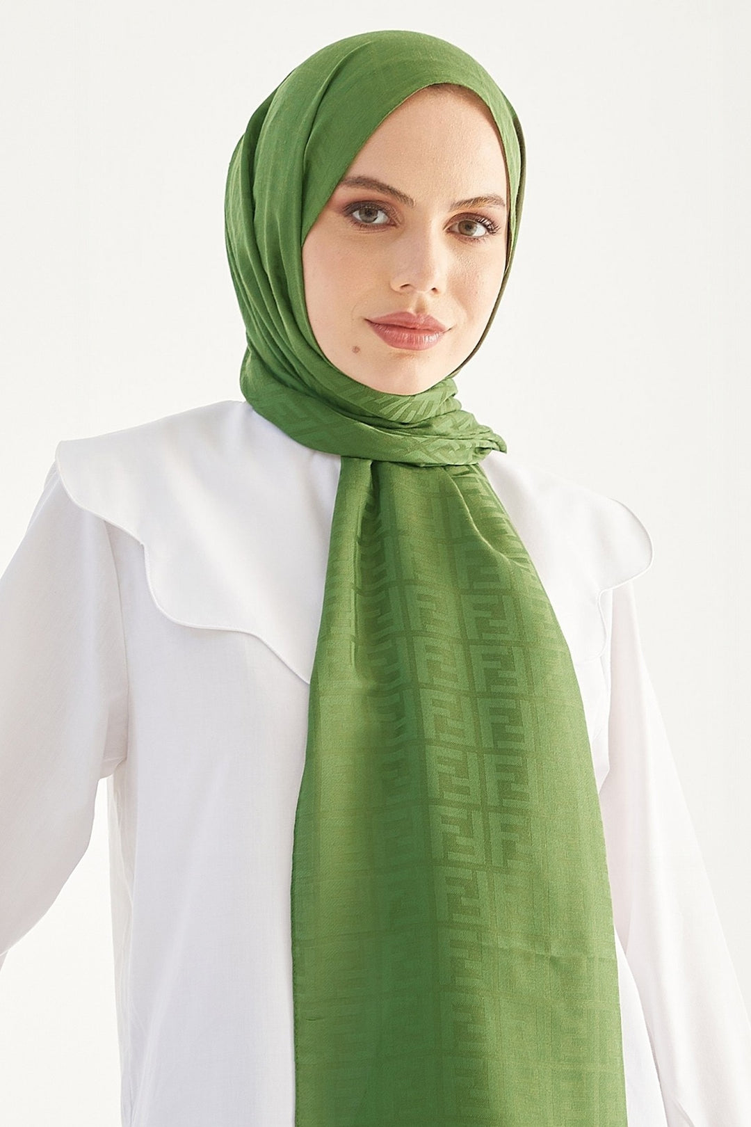 MDS Women Elle F Design Jacquard Cotton Scarf - Khaki - Monroe