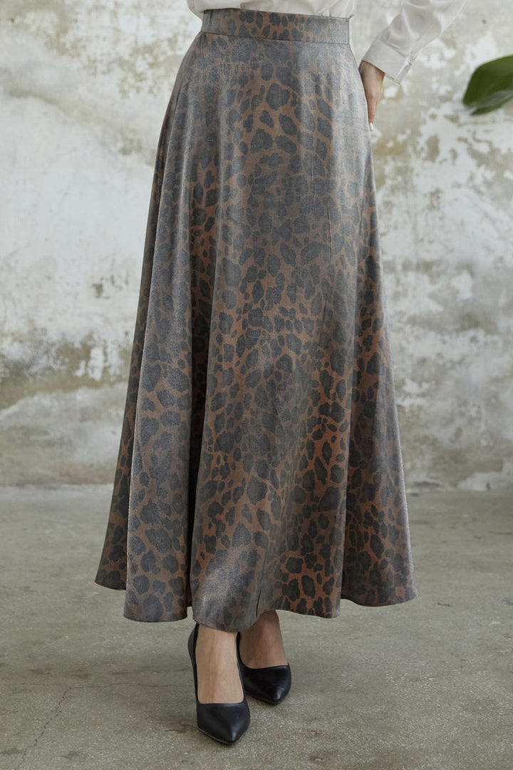 MDS Women Bright Tulle Patterned Viscose Skirt - Brown - Ridderkerk