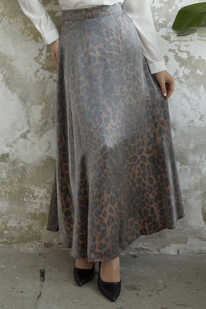 MDS Women Bright Tulle Patterned Viscose Skirt - Brown - Ridderkerk