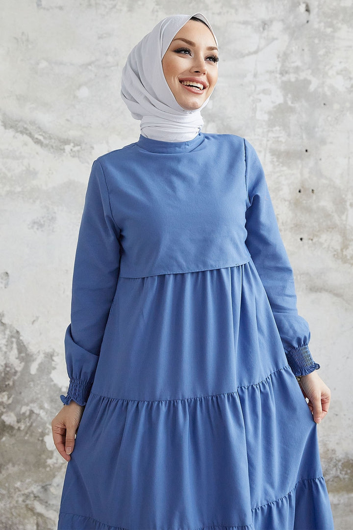 MDS Women Single Layer Detail Casual Dress - Indigo - Fresnillo