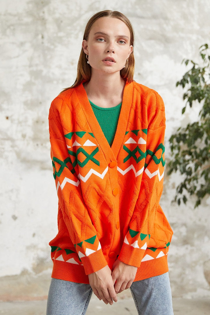 MDS Women Lady Knit Cardigan - Orange - Bila Tserkva