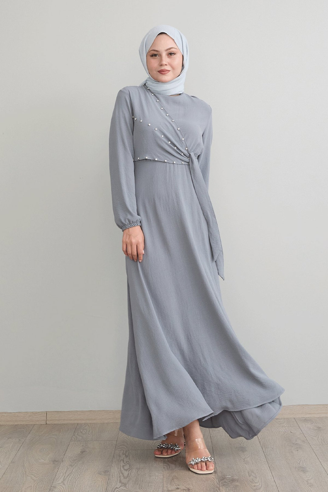 MDS Women Gray Robin Dress with Front Tie Detail - Béziers