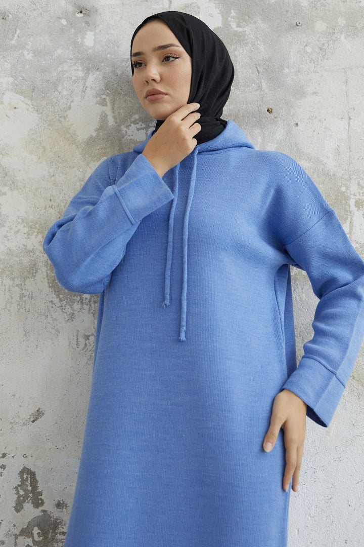 MDS Women Ivona Hooded Knit Dress - Blue - Leipzig