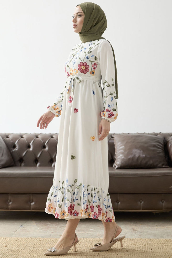 MDS Women Flowers Daisy Chiffon Dress - White - Ciudad de Huajuapam de León
