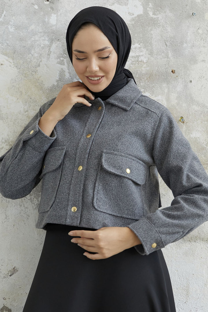 MDS Women Liesa Cover Pocketed Cashmere Jacket - Grey - Arlington Heights