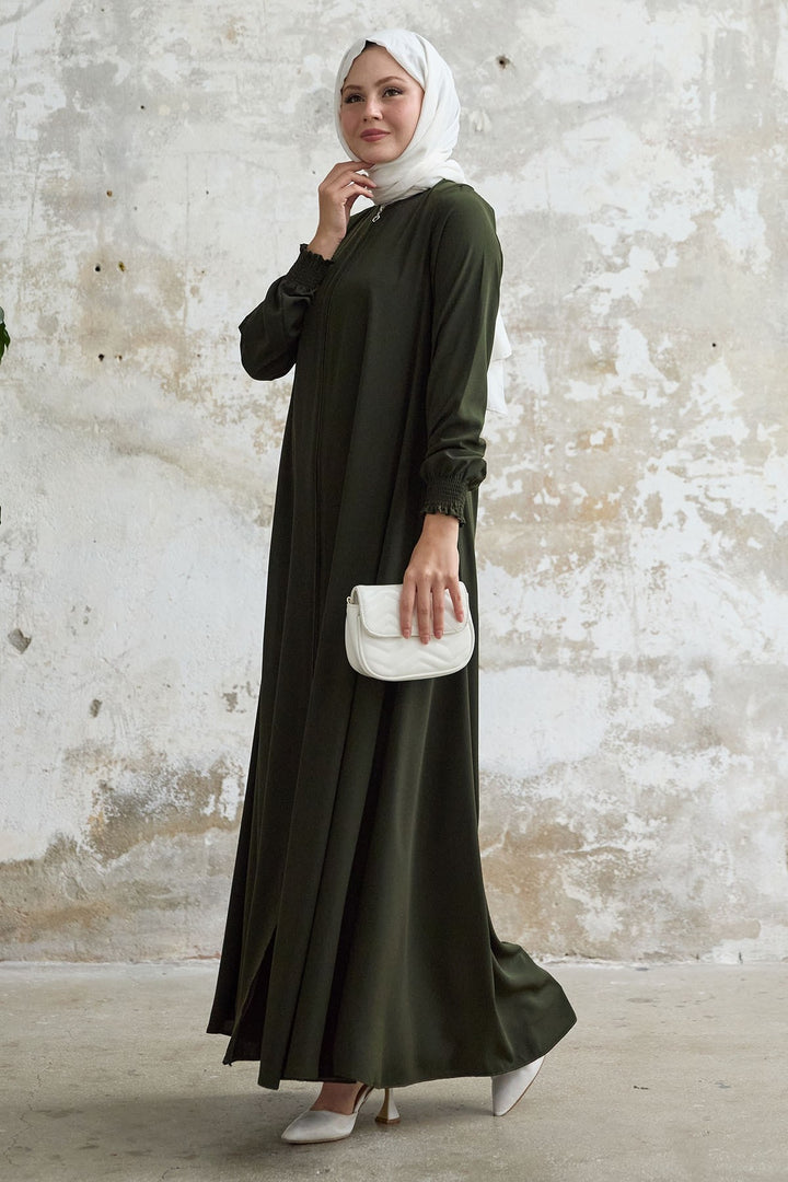 MDS Women Medina Silk Mevlana Haki Cloak - Pearl City
