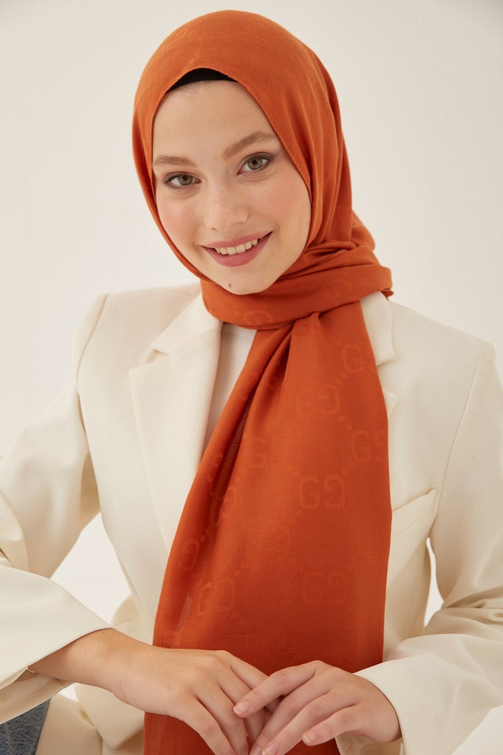 MDS Women Ariva G Patterned Jacquard Cotton Shawl - Terracotta - Oxnard