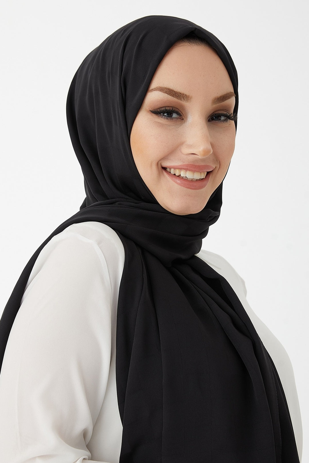 MDS Women Maura Lady Patterned Silky Jacquard Shawl - Black - Niagara Falls
