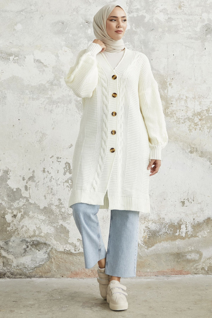 MDS Women Evia Buttoned Knit Cardigan - White - Lauderdale Lakes