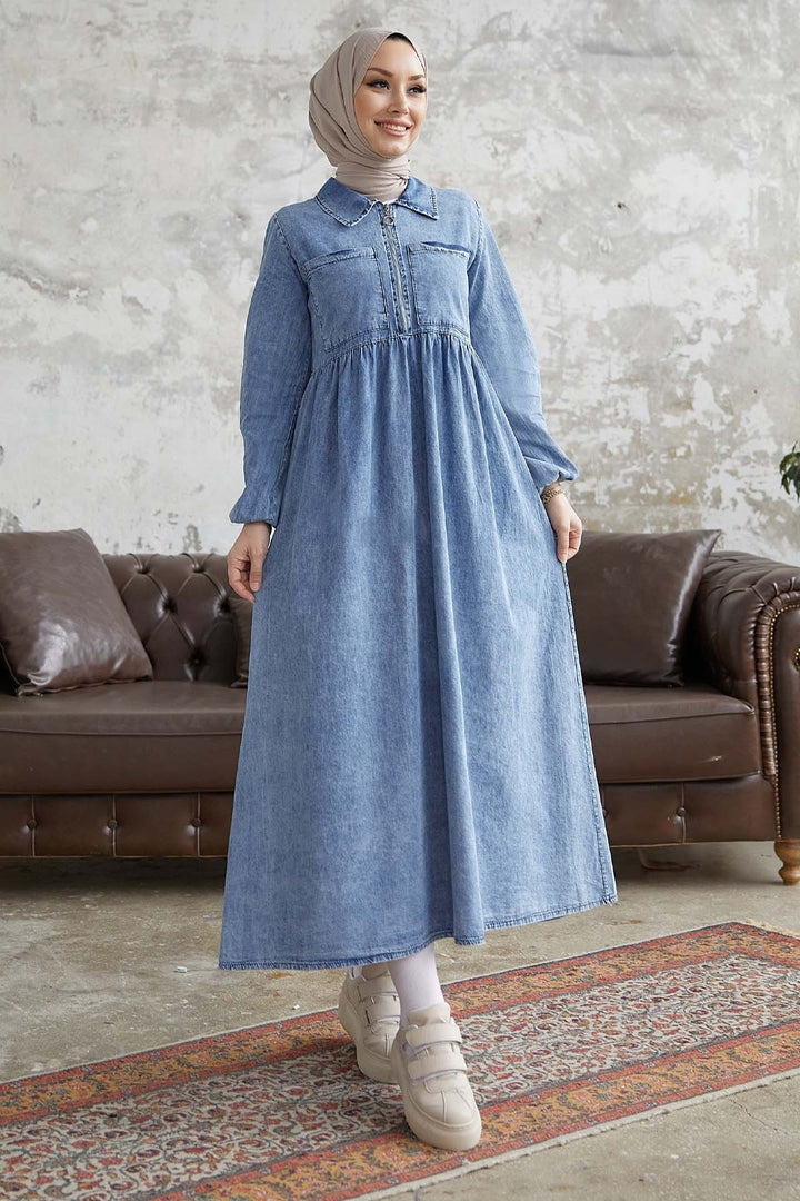 MDS Women Daniel Double Pocket Denim Dress - Light Blue - Tenosique