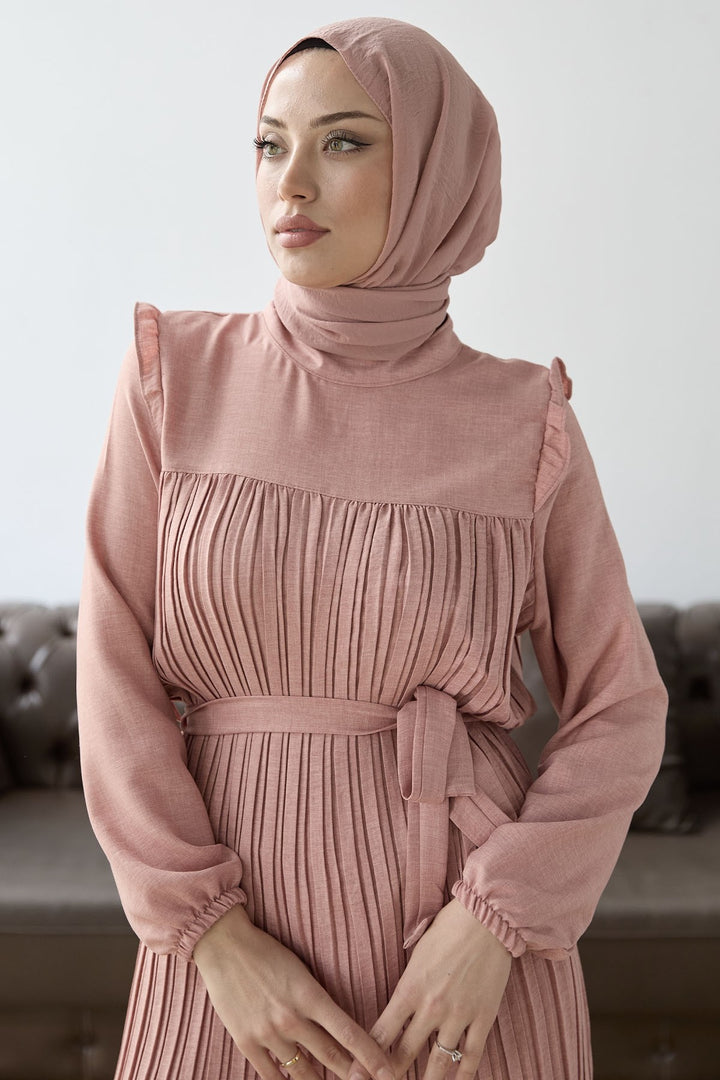 MDS Women Front Pleated Ruffle Detail Set - Powder - Puyallup