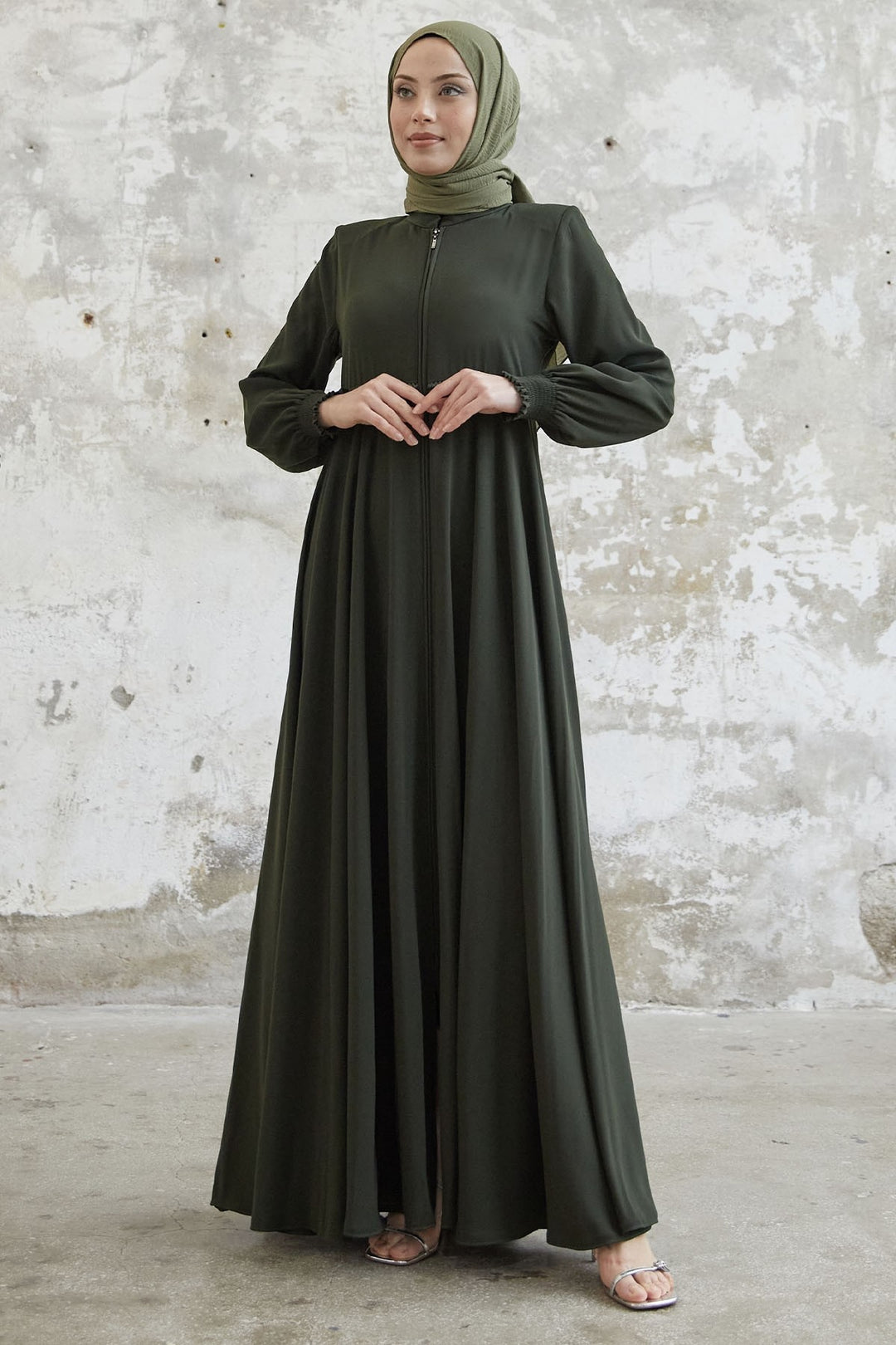 MDS Women Lace Crepe Mevlana Cloak - Khaki - Elizabeth
