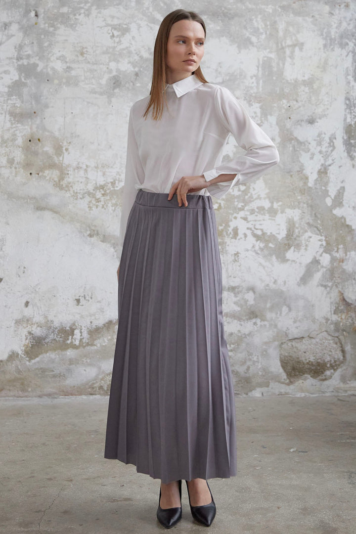 MDS Women Luisa Beli Rubber Waist Pleated Skirt - Grey - North Port