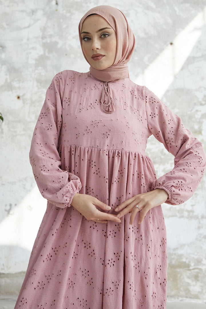 MDS Women Tasseled Embroidered Dress - Powder - Trieste