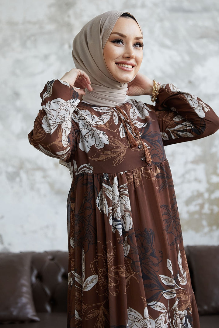 MDS Women Jalya Collar Buttoned Chiffon Dress - Brown - Córdoba