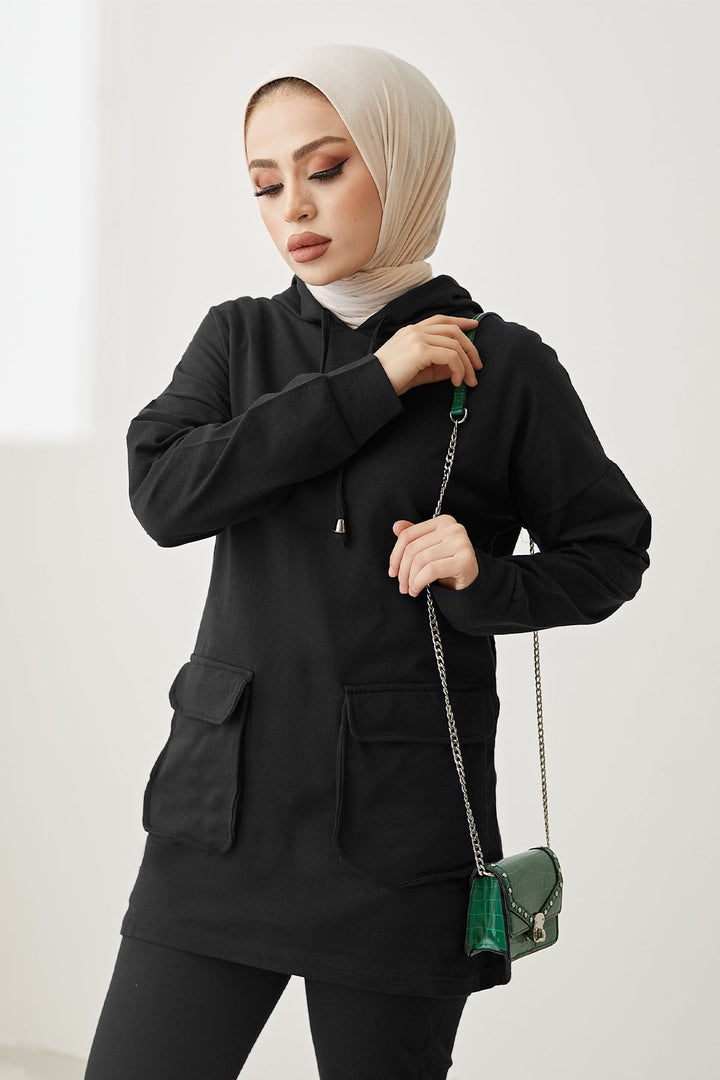 MDS Women Balloon Double Pocket Two Thread Set - Black - Rye