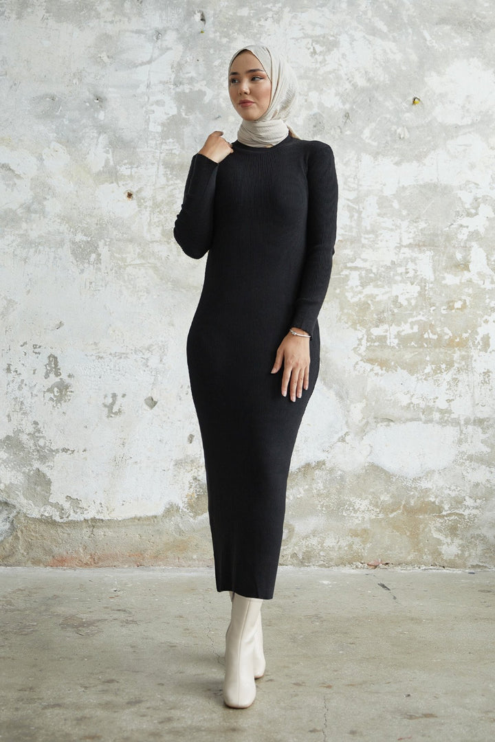MDS Women Loyes Threaded Knit Dress - Black - Kentwood