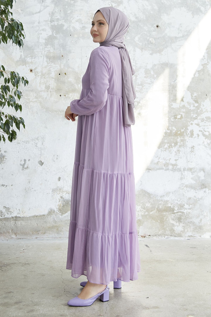 MDS Women Lace-Up Yoryo Chiffon Dress - Lilac - Sloviansk