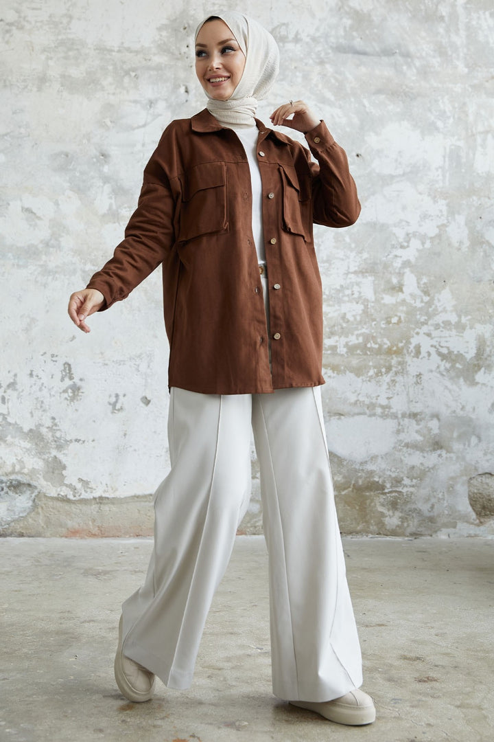 MDS Women Marley Tote Pocket Detail Jacket - Bitter coffee - Kendall West