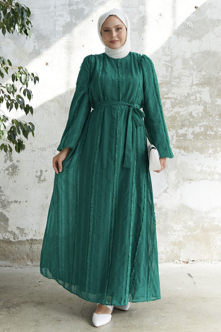 MDS Women Full-Length Chiffon Dress - Emerald Green - Las Delicias
