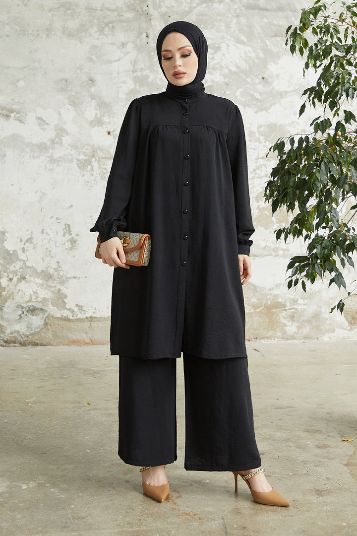 MDS Women Arfa Ayrobin Buttoned Casual Suit - Black - Mazarrón