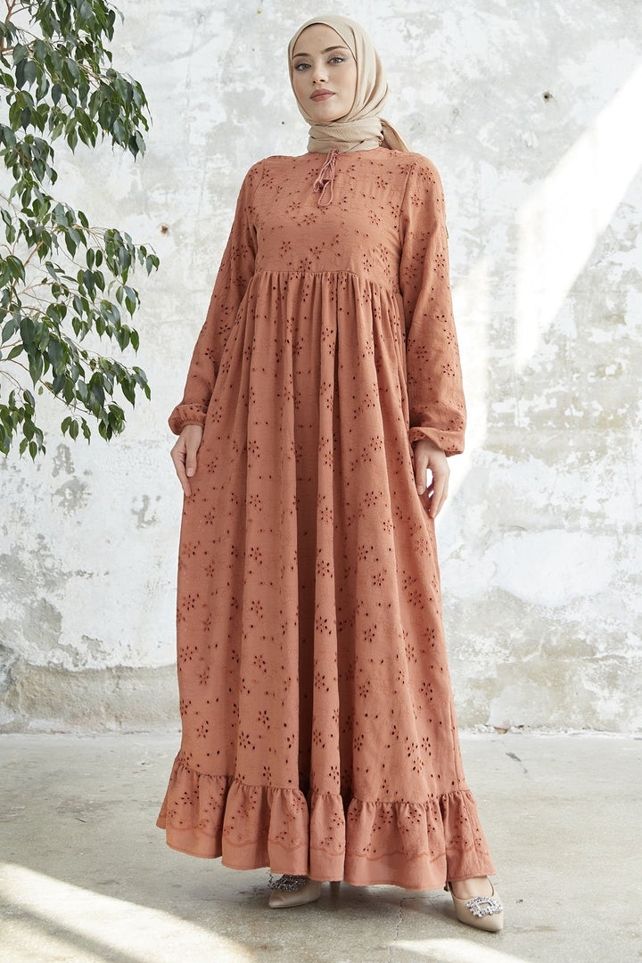 MDS Women Tasseled Embroidered Dress - Terracotta - Plant City
