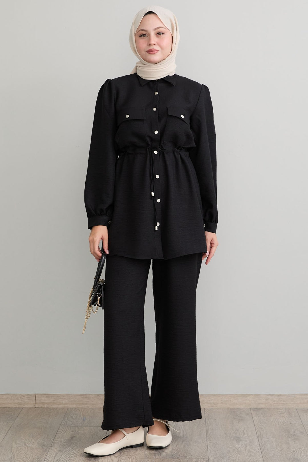 MDS Women Tunnel Arched Black Linen Suit - Beauvais