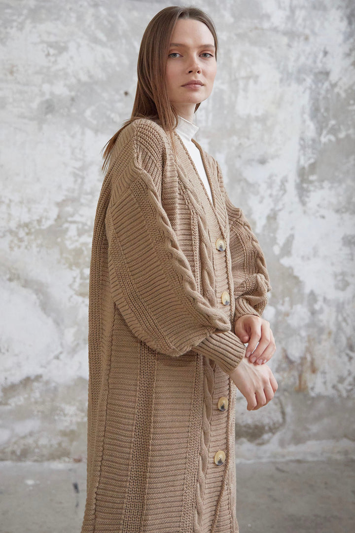 MDS Women Evia Buttoned Knit Cardigan - Milky Coffee - North Charleston