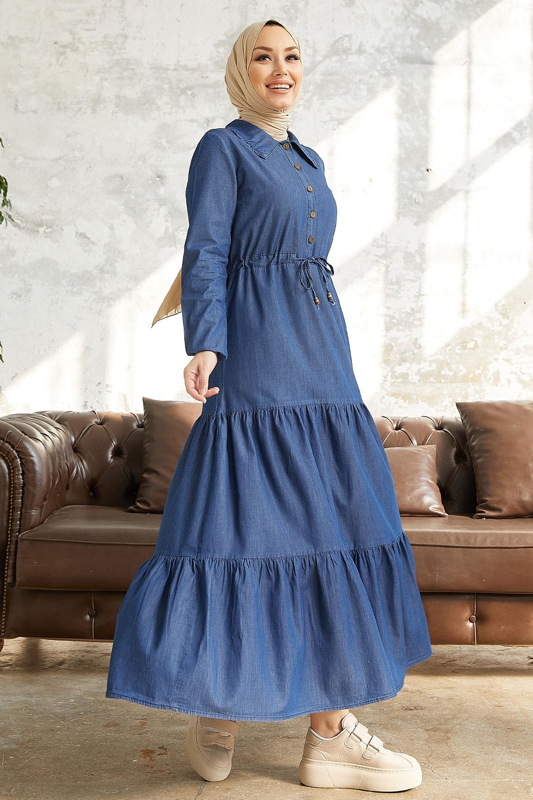 MDS Women Betty Baby Collar Denim Dress - Blue - Sault Ste. Marie