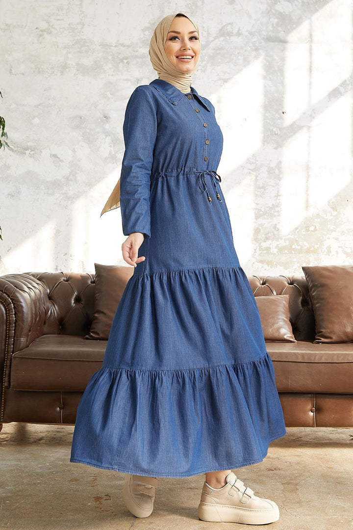 MDS Women Betty Baby Collar Denim Dress - Blue - Sault Ste. Marie