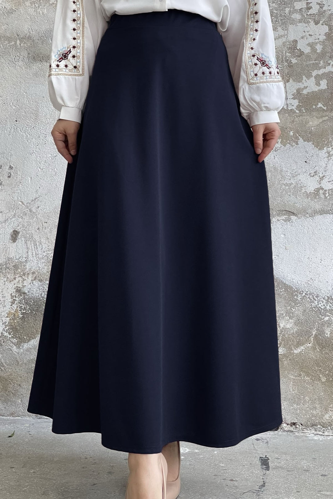MDS Women Double Knit Fabric Skirt - Navy - Milan
