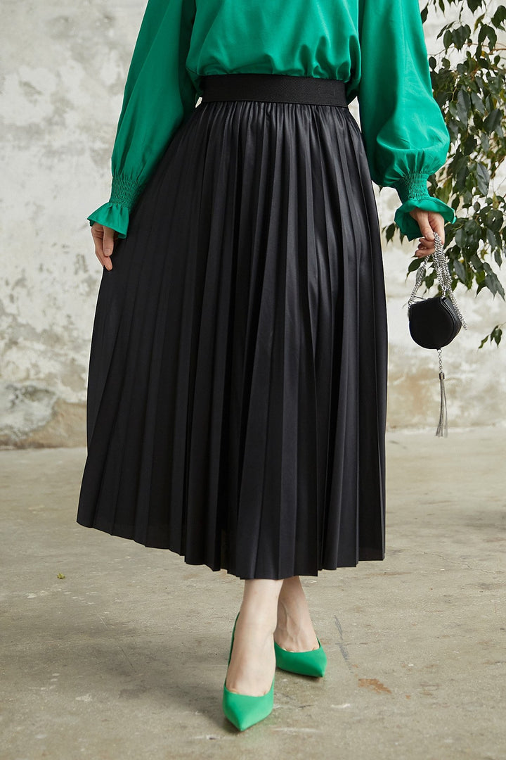 MDS Women Alfea Leather-Look Skirt - Black - Riga