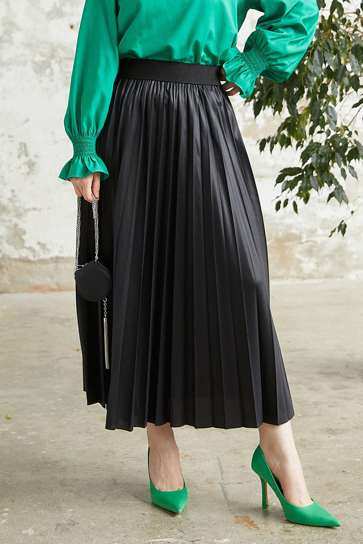 MDS Women Alfea Leather-Look Skirt - Black - Riga